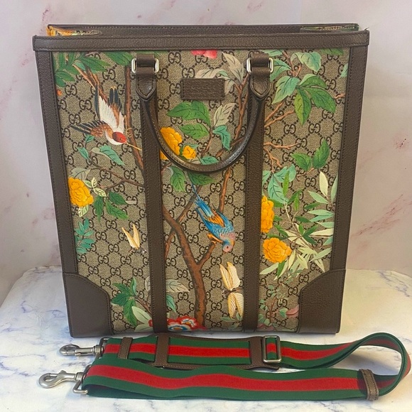 GUC Gucci Supreme Multicolor Floral Canvas  Tote - Picture 9 of 12